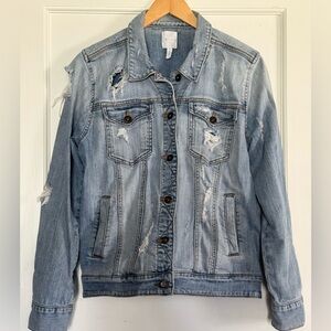 Light wash Distressed Boyfriend Denim Jacket